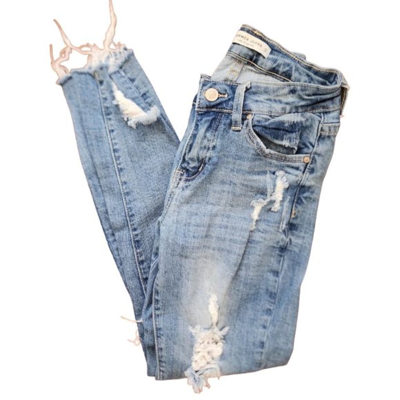 Hammer Jeans Women’s Los Angeles Blue Light Wash Distress High Rise Denim sz 3 - Picture 2 of 13